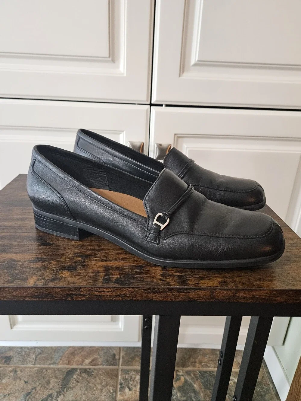 Naturalizer Black Leather Loafers Dress Shoes Normcore Minimalist Dark Academia